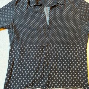 All Saints Black and White Patterned Casual Shirt